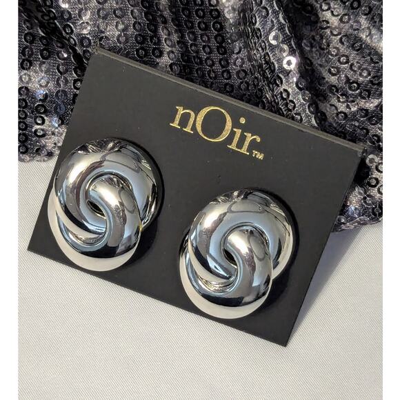 nOir Silver Tone Twisted Knot Earrings - Picture 4 of 4